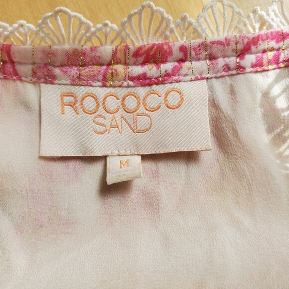 Rococo Sand Candy Dress Paisley Print Maxi Dress Chiffon Lace Pink Size Medium - Picture 10 of 12